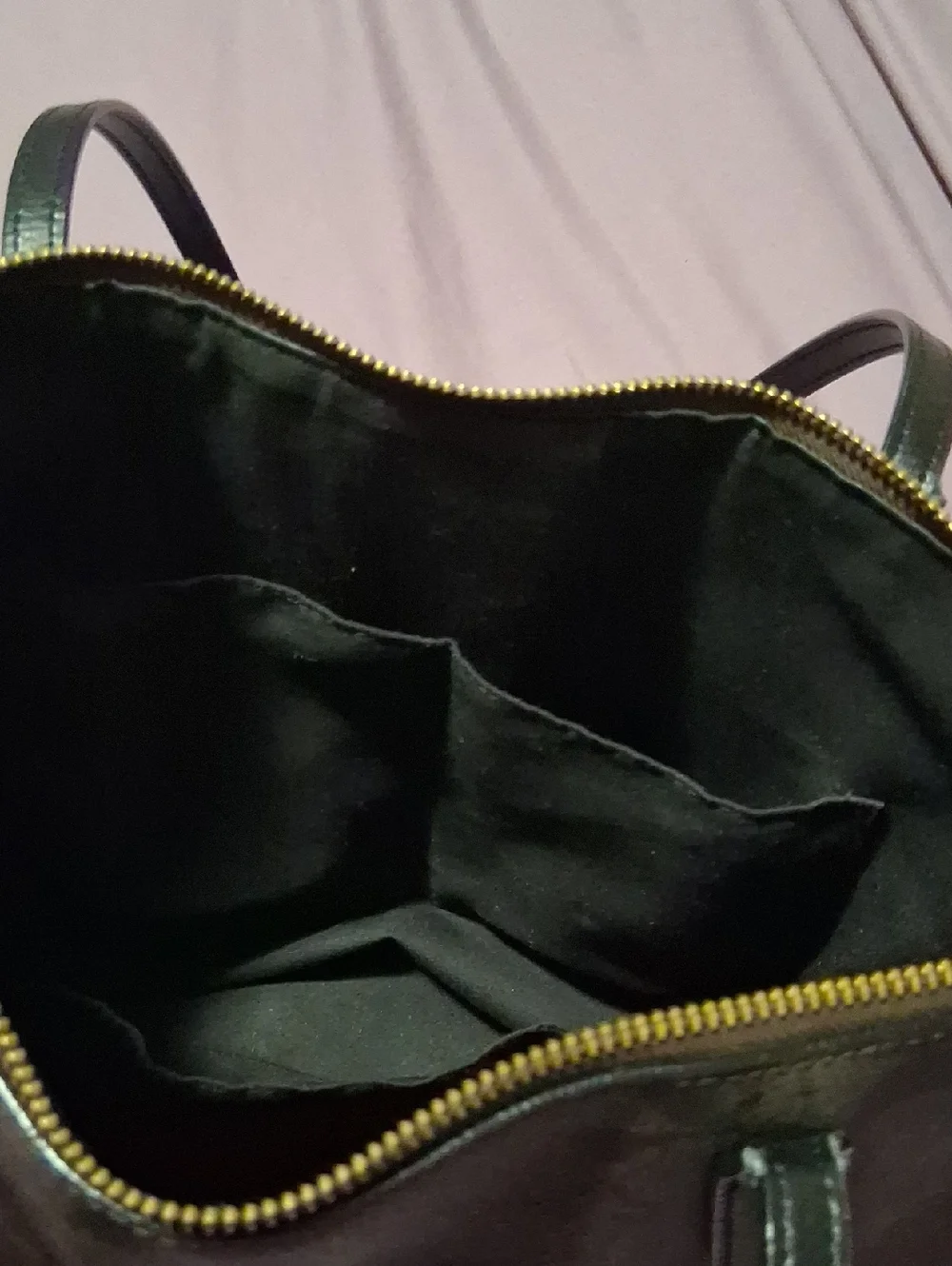 Coach Brown Signature Tote with Dark Green Handles - Picture 9 of 10